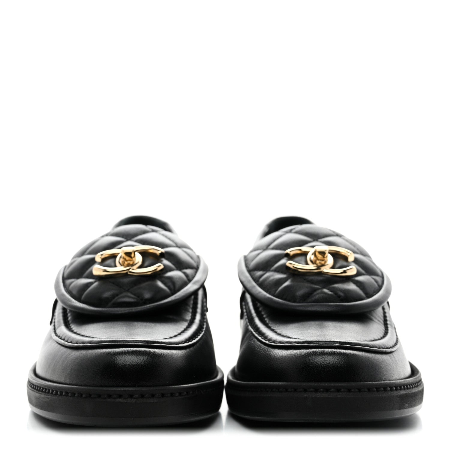 Chanel Lambskin Quilted CC Turnlock Loafers 39.5 Black 3 of 10