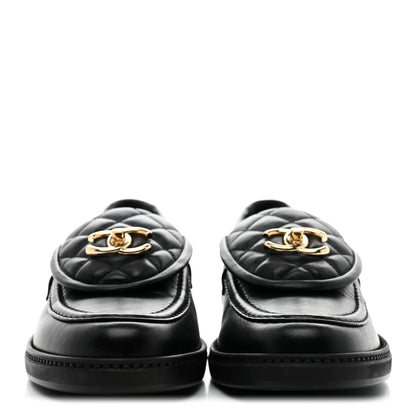 Chanel Lambskin Quilted CC Turnlock Loafers 39.5 Black 3 of 10