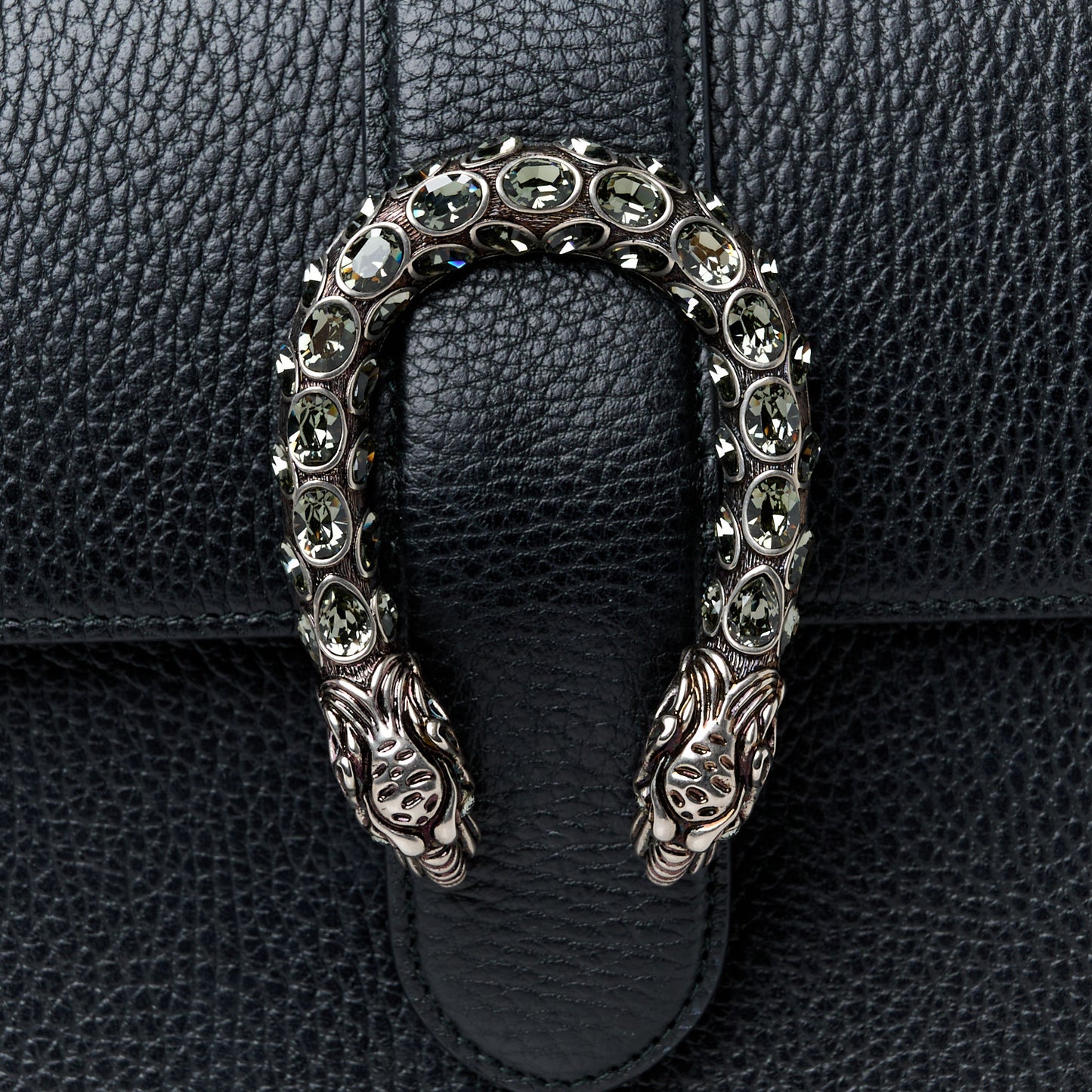 Dollar Calfskin Crystal Web Medium Dionysus Bamboo Top Handle Bag Black Black Diamond