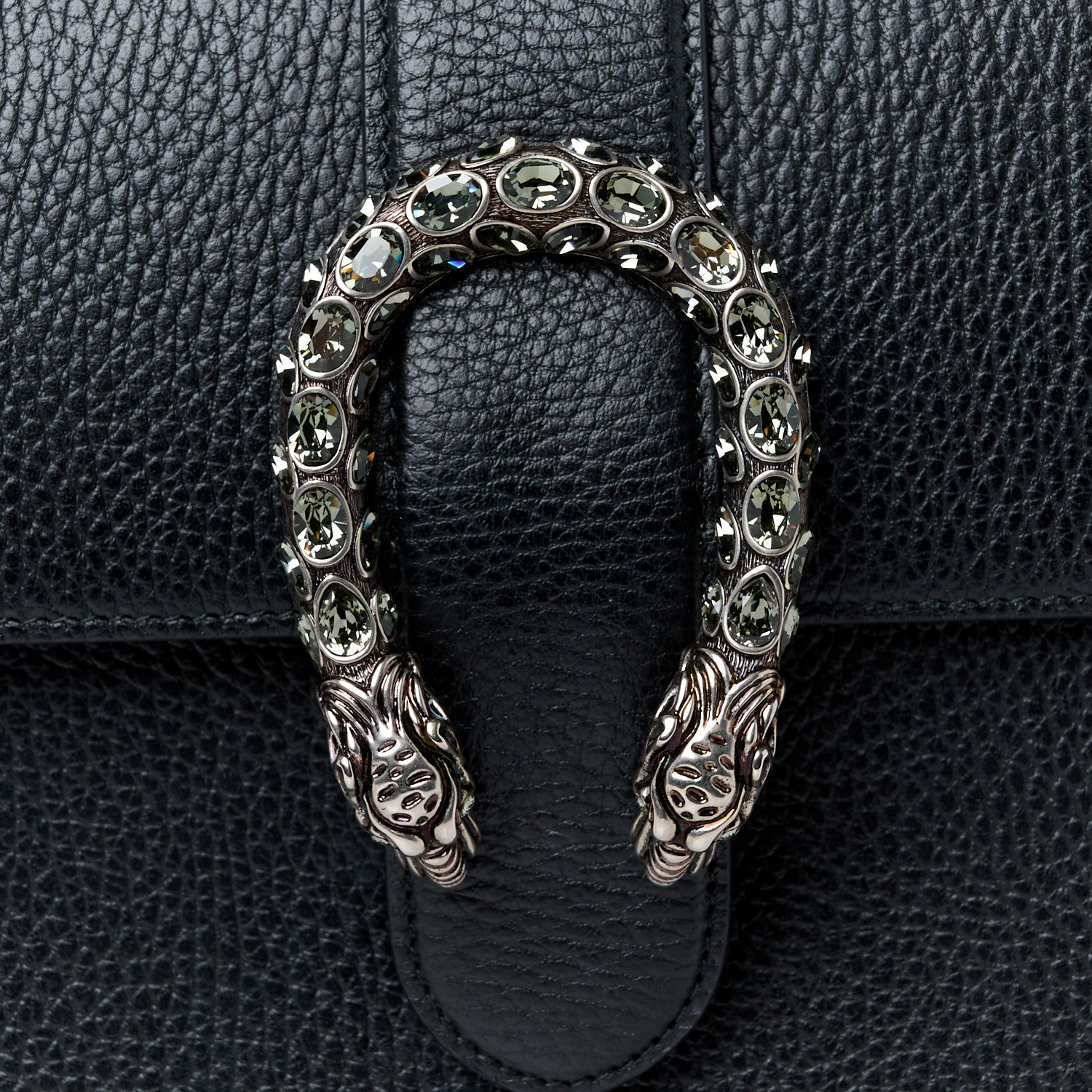 Gucci Dollar Calfskin Crystal Web Medium Dionysus Bamboo Top Handle Bag Black Black Diamond 9 of 11