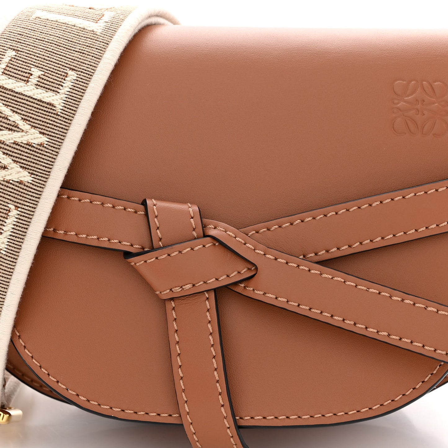 Calfskin Jacquard Mini Gate Dual Bag Tan
