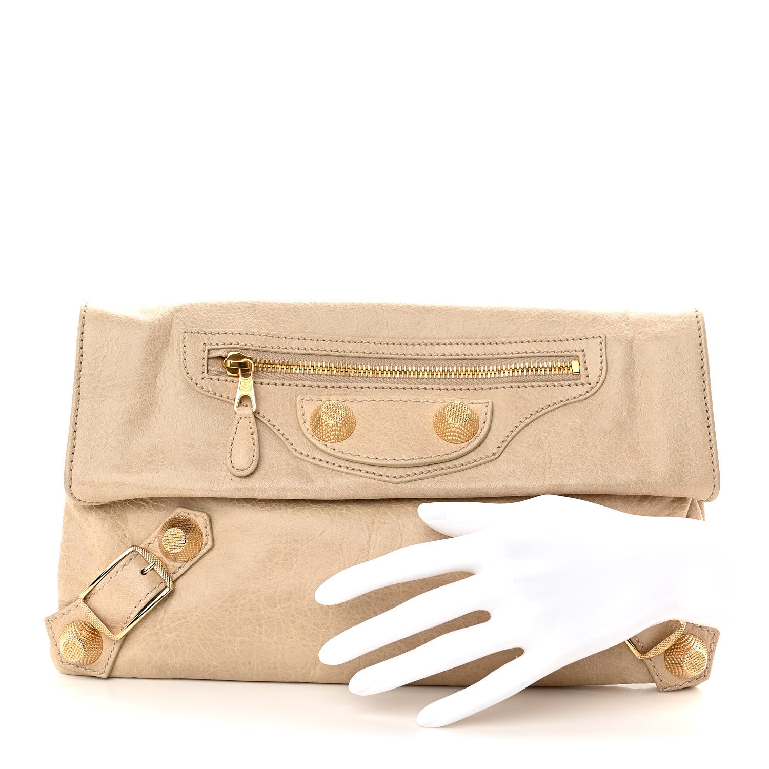 Balenciaga Agneau Giant 21 Gold Hardware Envelope Clutch Sahara 2 of 11