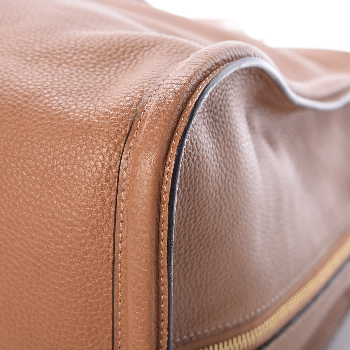 Pebbled Calfskin Large Skull Padlock Zip Around Tote Camel