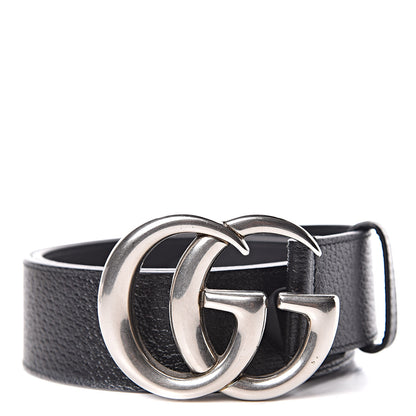 Gucci Textured Dollar Calfskin Nickel Double G 40mm Belt 75 30 Black 1 of 7