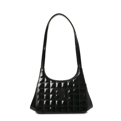 Chanel Patent Chocolate Bar Quilted CC Shoulder Bag Black 1 of 9