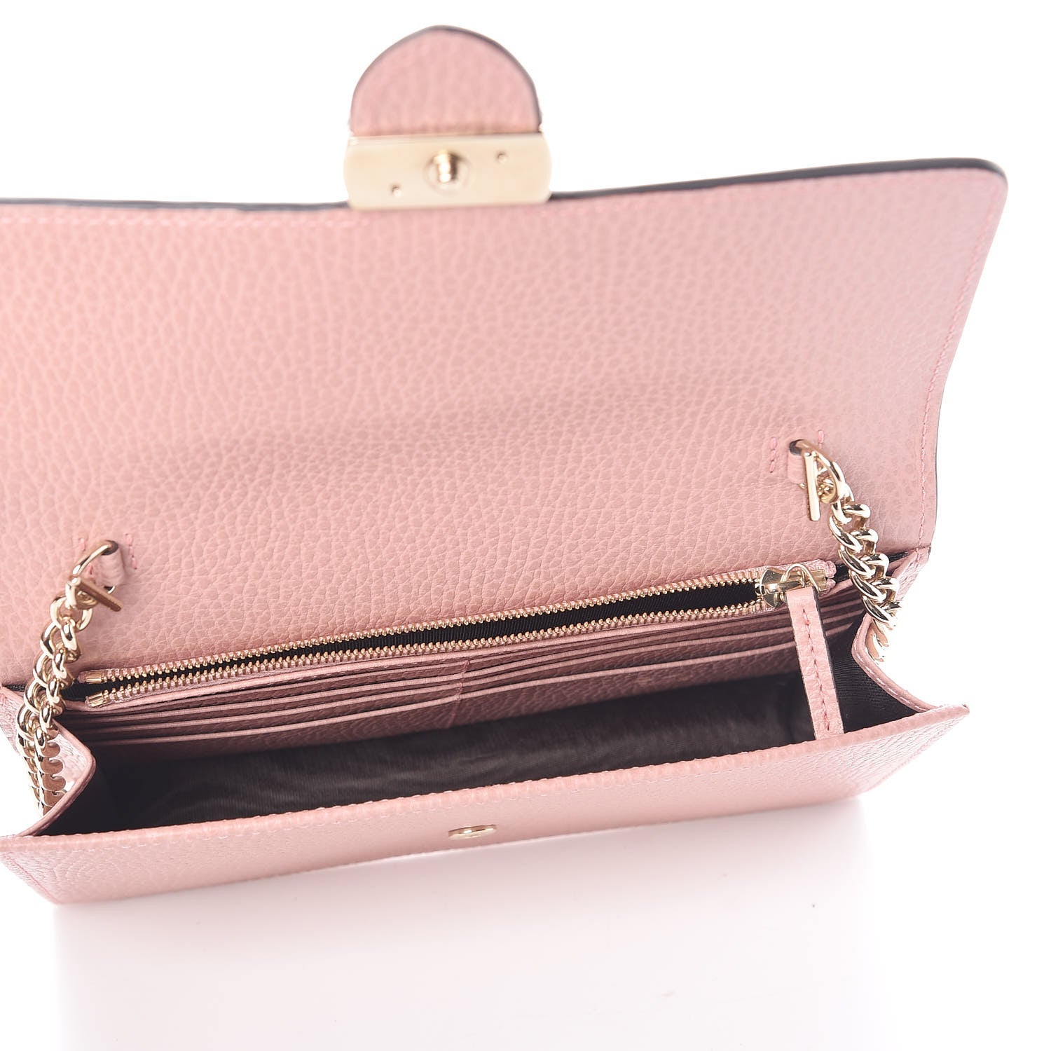 Gucci Dollar Calfskin Interlocking G Chain Wallet Soft Pink 6 of 10