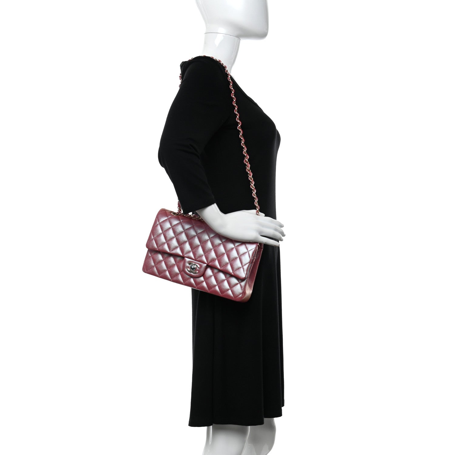 Chanel Iridescent Caviar Quilted Medium Double Flap Pink 2 of 11