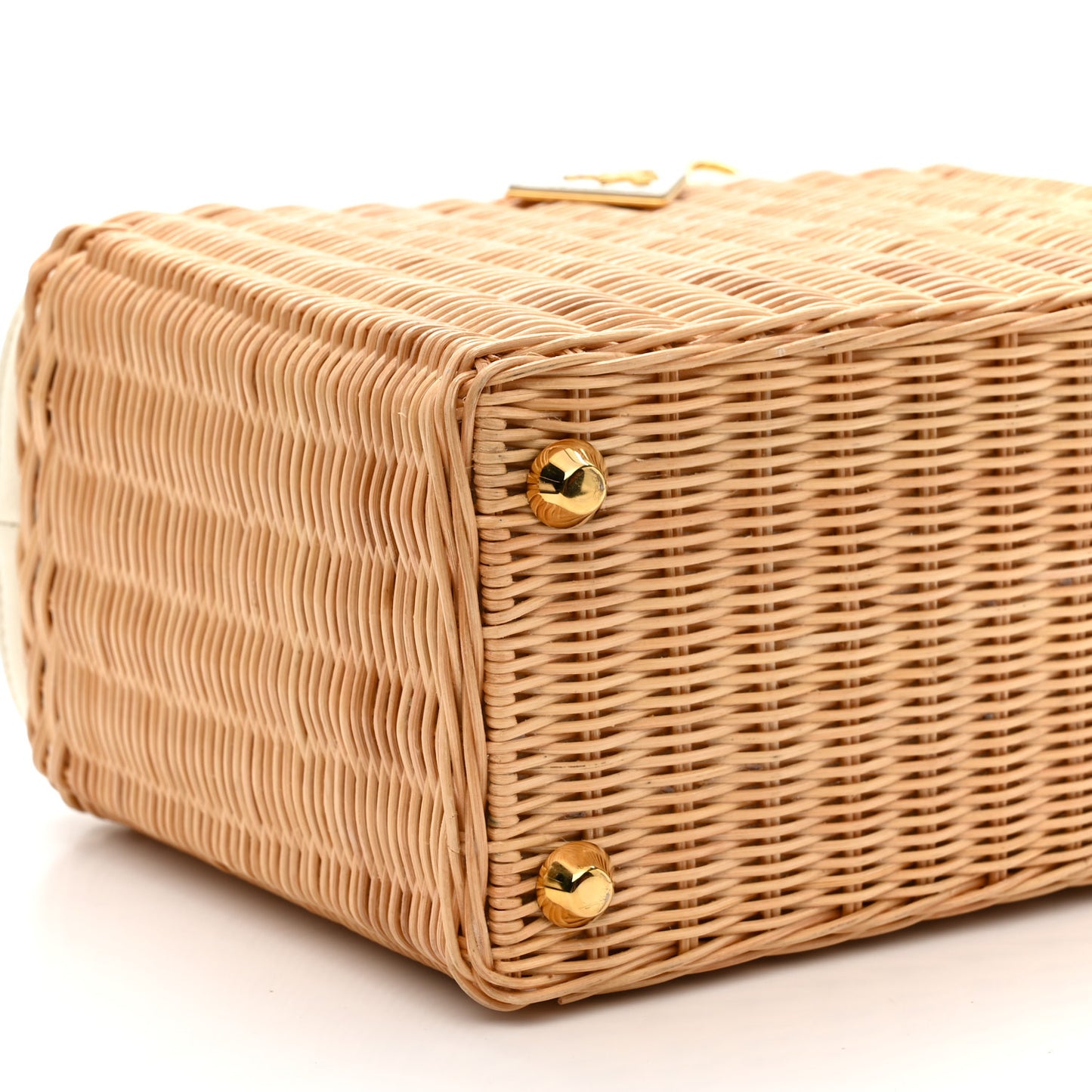 Wicker Canvas Tote  Naturale  White