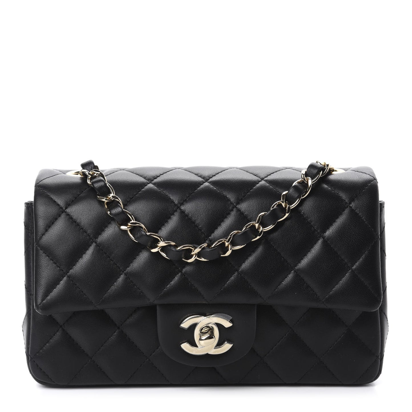 Lambskin Quilted Mini Rectangular Flap Black