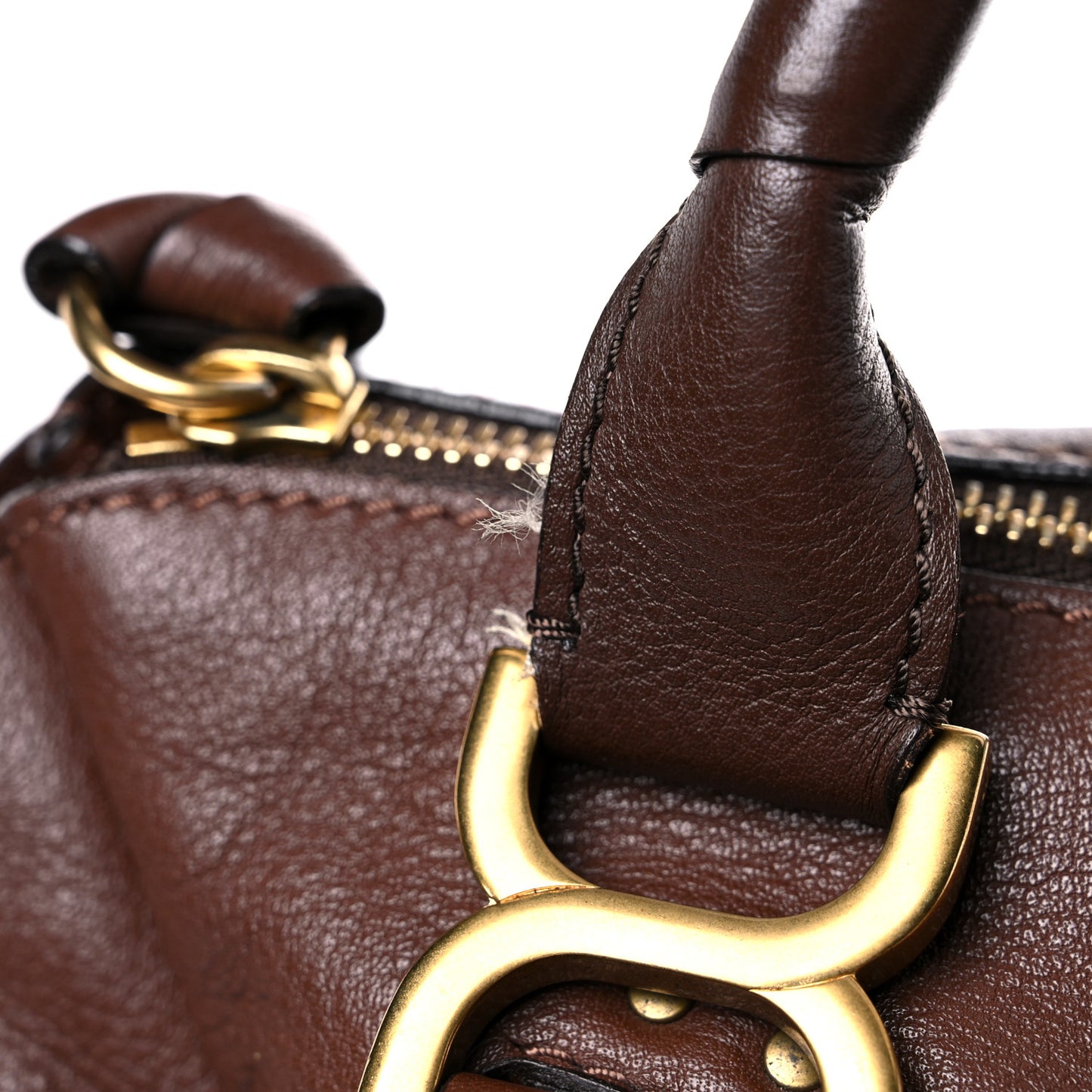 Calfskin Large Marcie Satchel Brown Seed