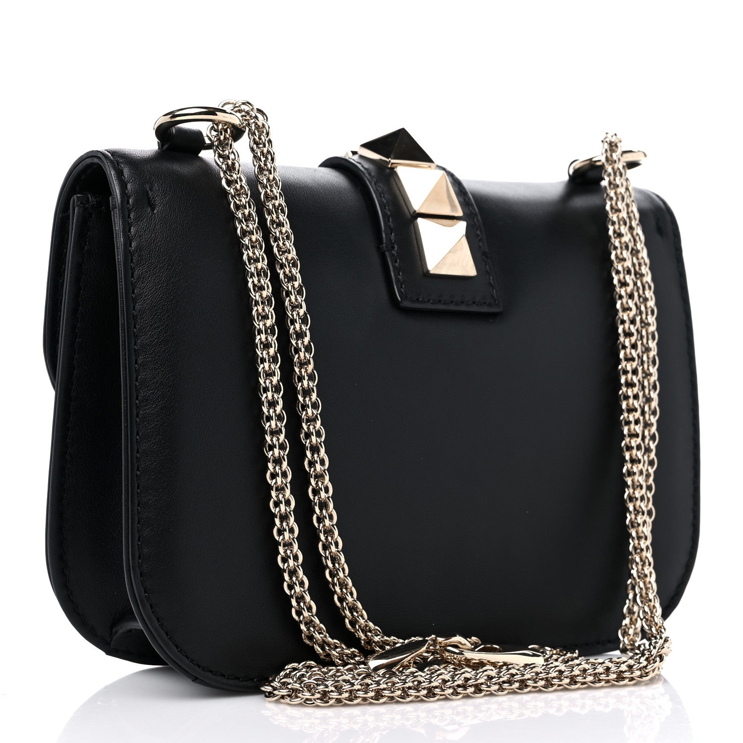 Valentino Garavani Vitello Small Glam Lock Rockstud Flap Black 3 of 9
