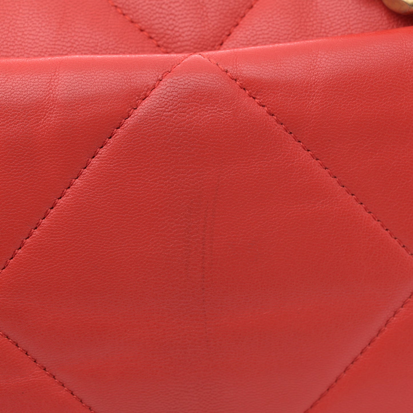 Goatskin Quilted Large Chanel 19 Flap Red