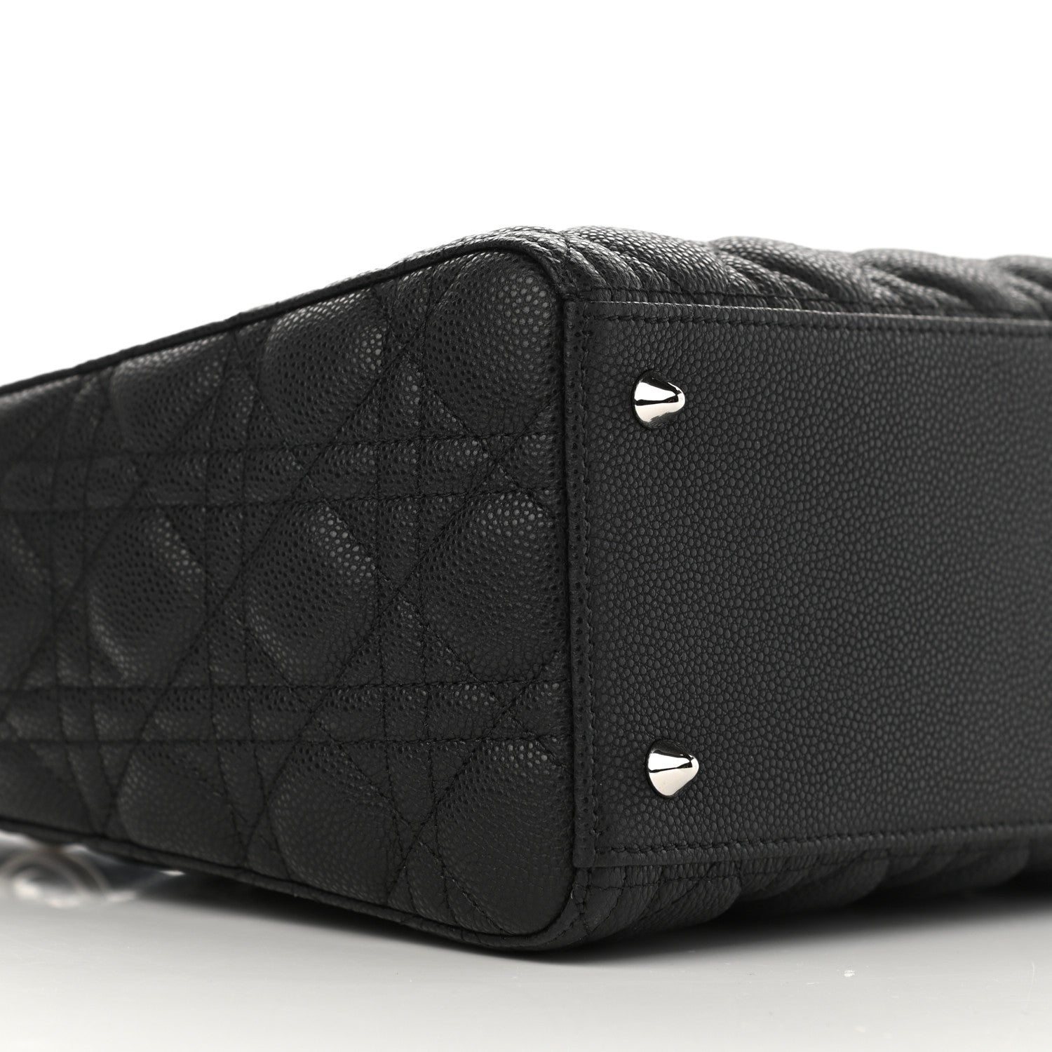 Christian Dior Grained Calfskin Cannage Medium Lady Dior Black 9 of 11