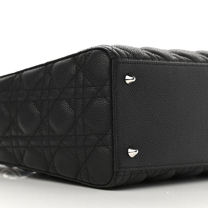 Christian Dior Grained Calfskin Cannage Medium Lady Dior Black 9 of 11