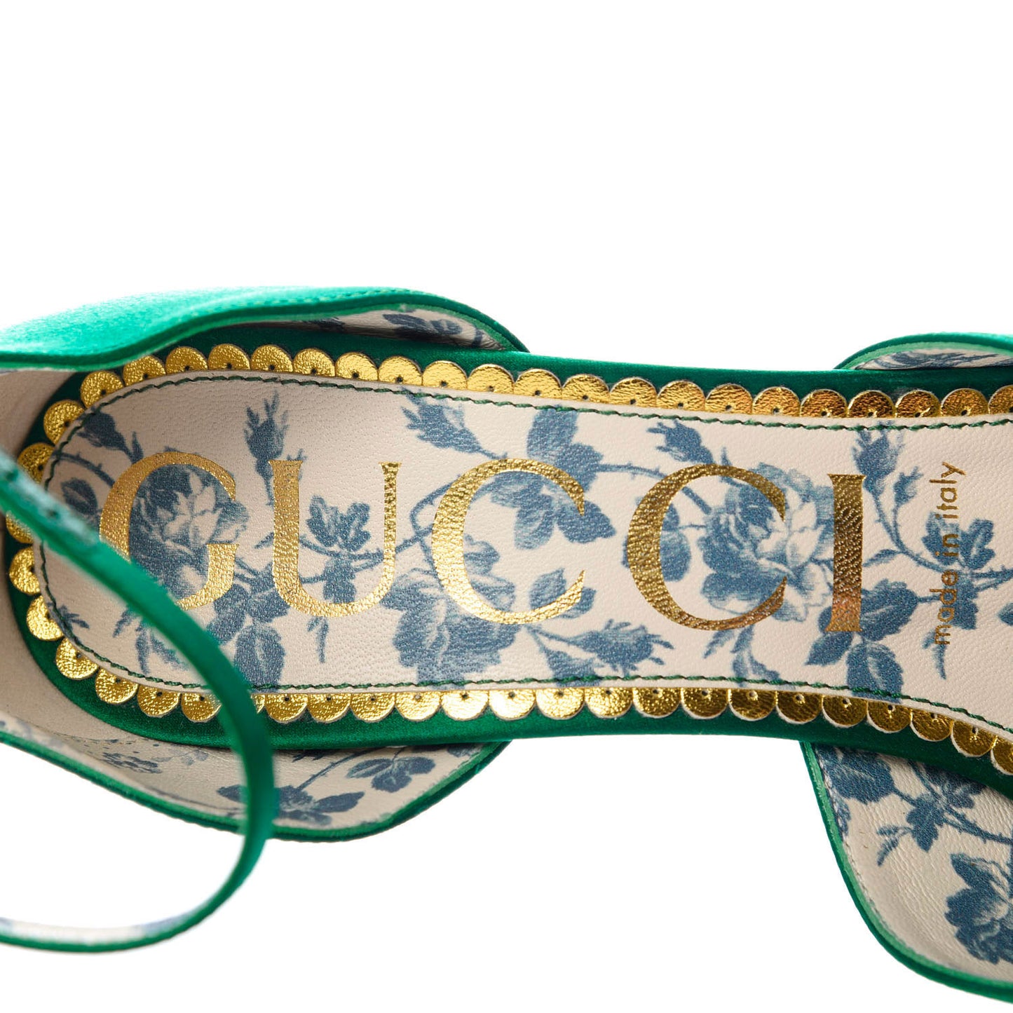 Satin Daisy Ankle Strap d'Orsay 105 Pumps 38 Emerald Green