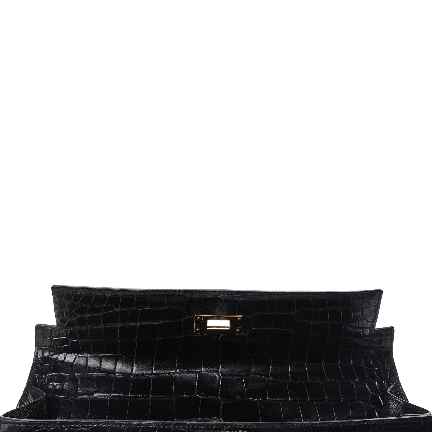 Shiny Porosus Crocodile Kelly Sellier 32 Black