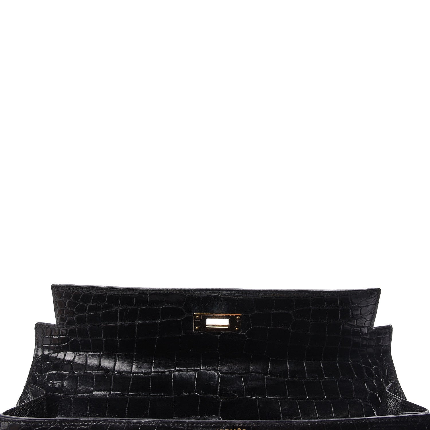 Hermes Shiny Porosus Crocodile Kelly Sellier 32 Black 24 of 28