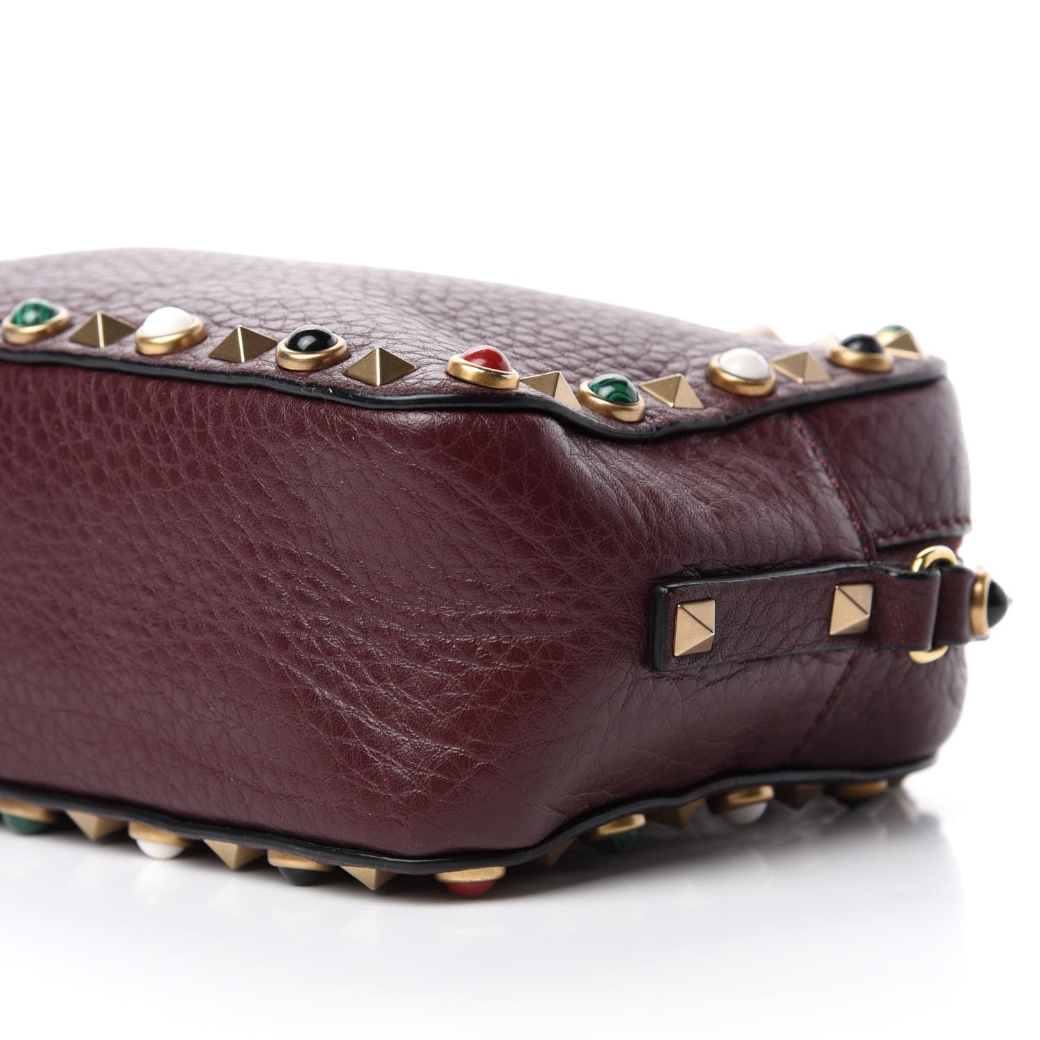 Valentino Garavani Pebbled Calfskin Rockstud Rolling Camera Bag Rubin 7 of 9