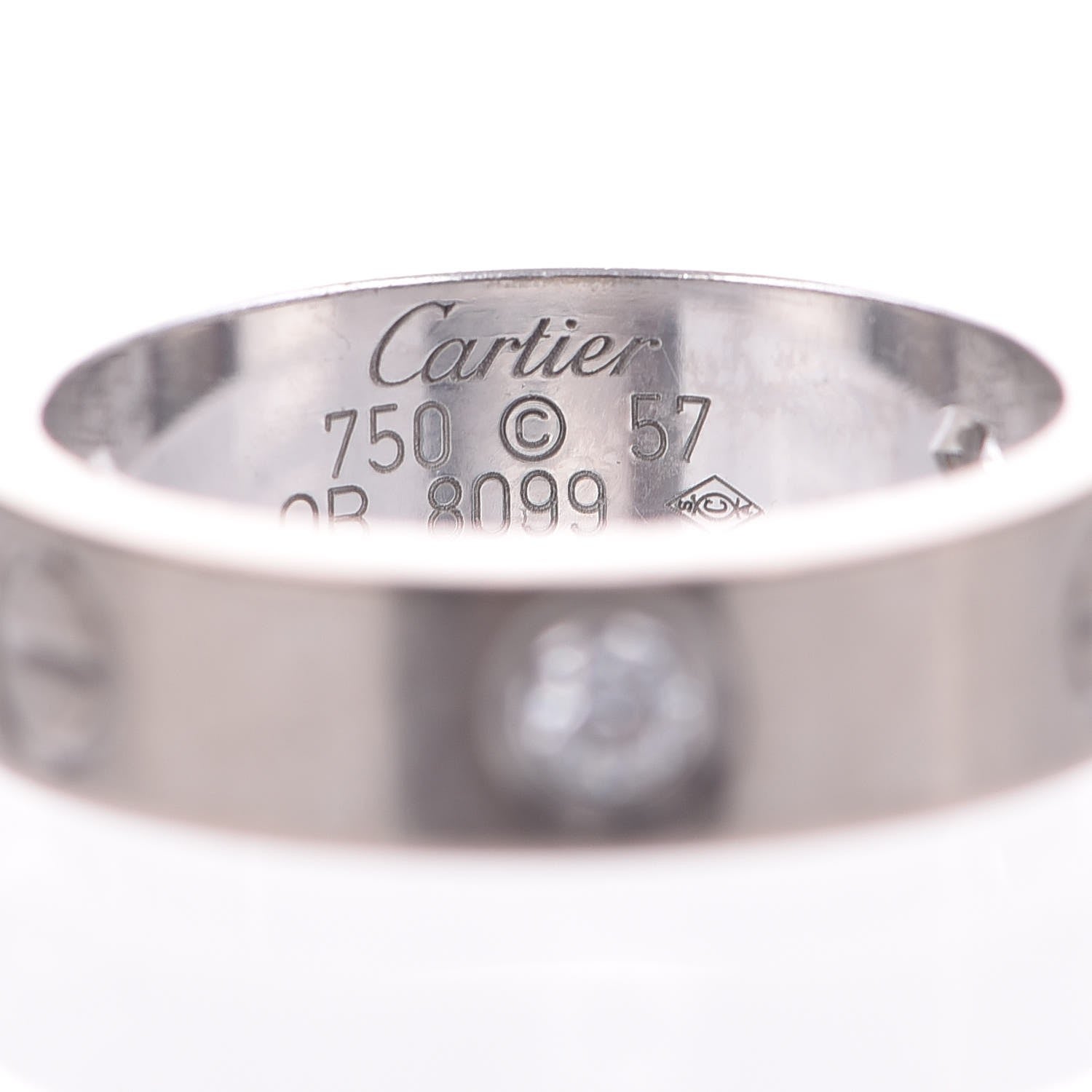 Cartier 18K White Gold 3 Diamond 5.5mm LOVE Ring 57 8 3 of 10