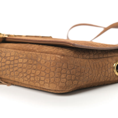 Saint Laurent Crocodile Embossed Suede Monogram Tassel Kate 99 Tan 10 of 11
