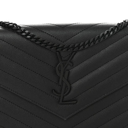 Saint Laurent Grain De Poudre Matelasse Chevron Monogram Monochrome Chain Wallet Black 8 of 11