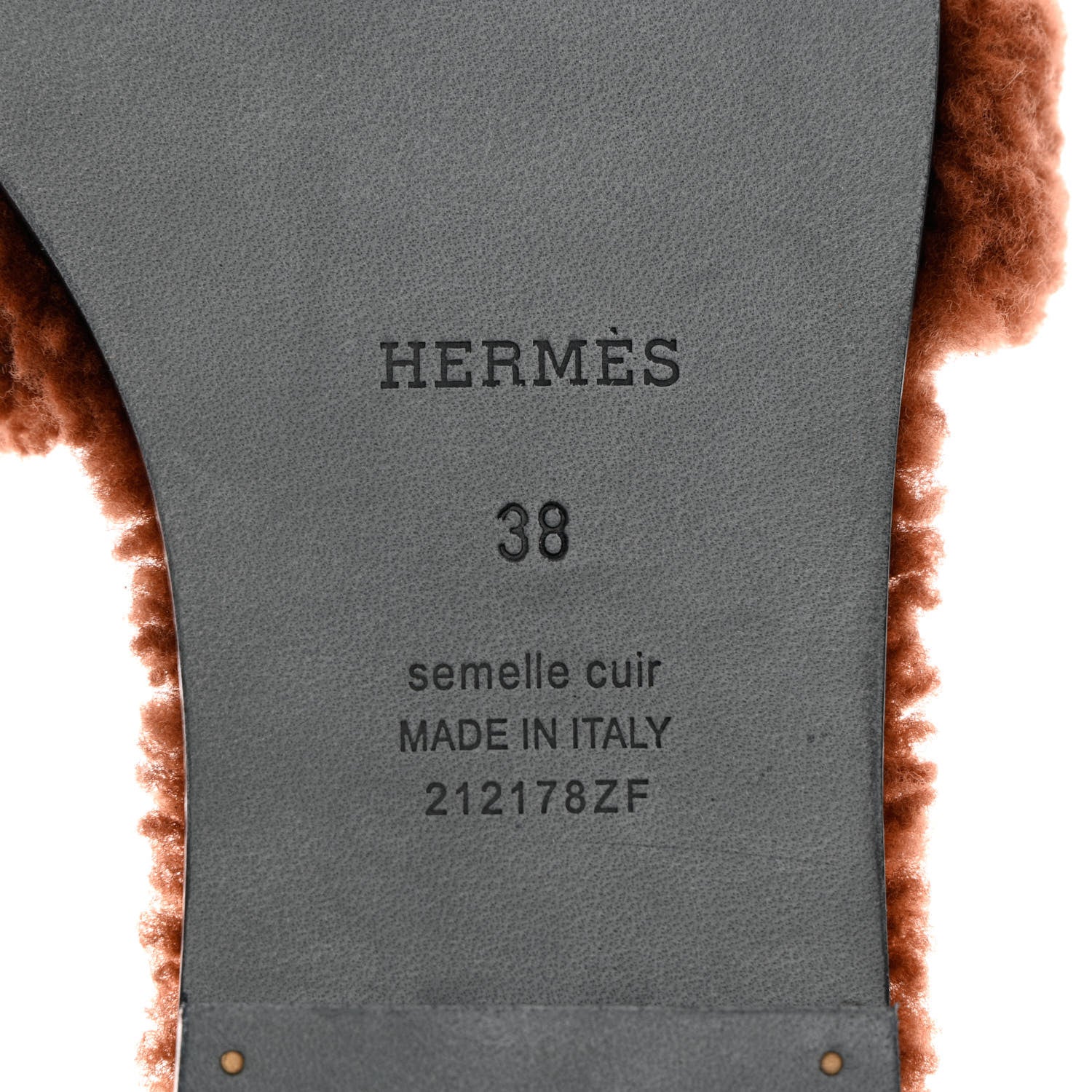 Hermes Woolskin Oran Sandals 38 Cognac 7 of 8
