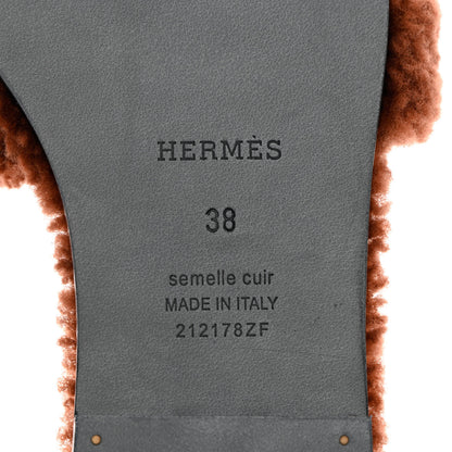 Hermes Woolskin Oran Sandals 38 Cognac 7 of 8