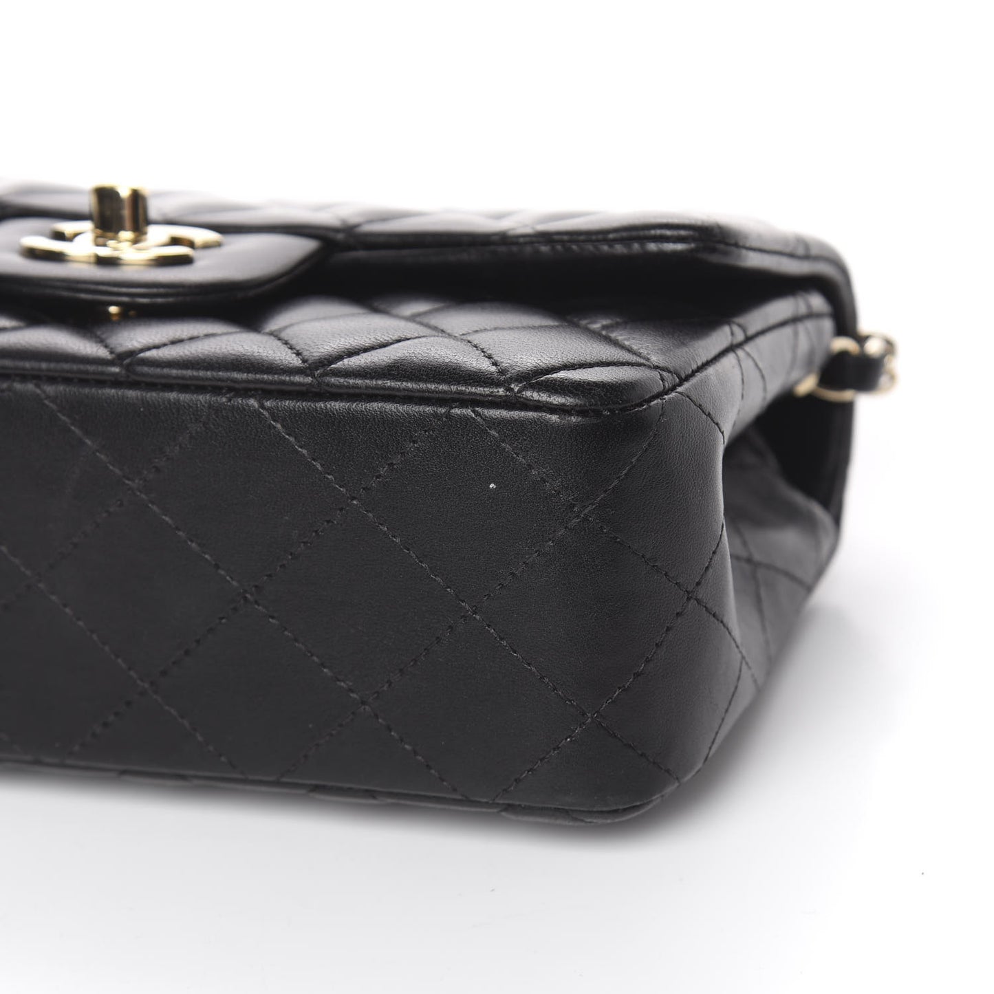Lambskin Quilted Mini Rectangular Flap Black