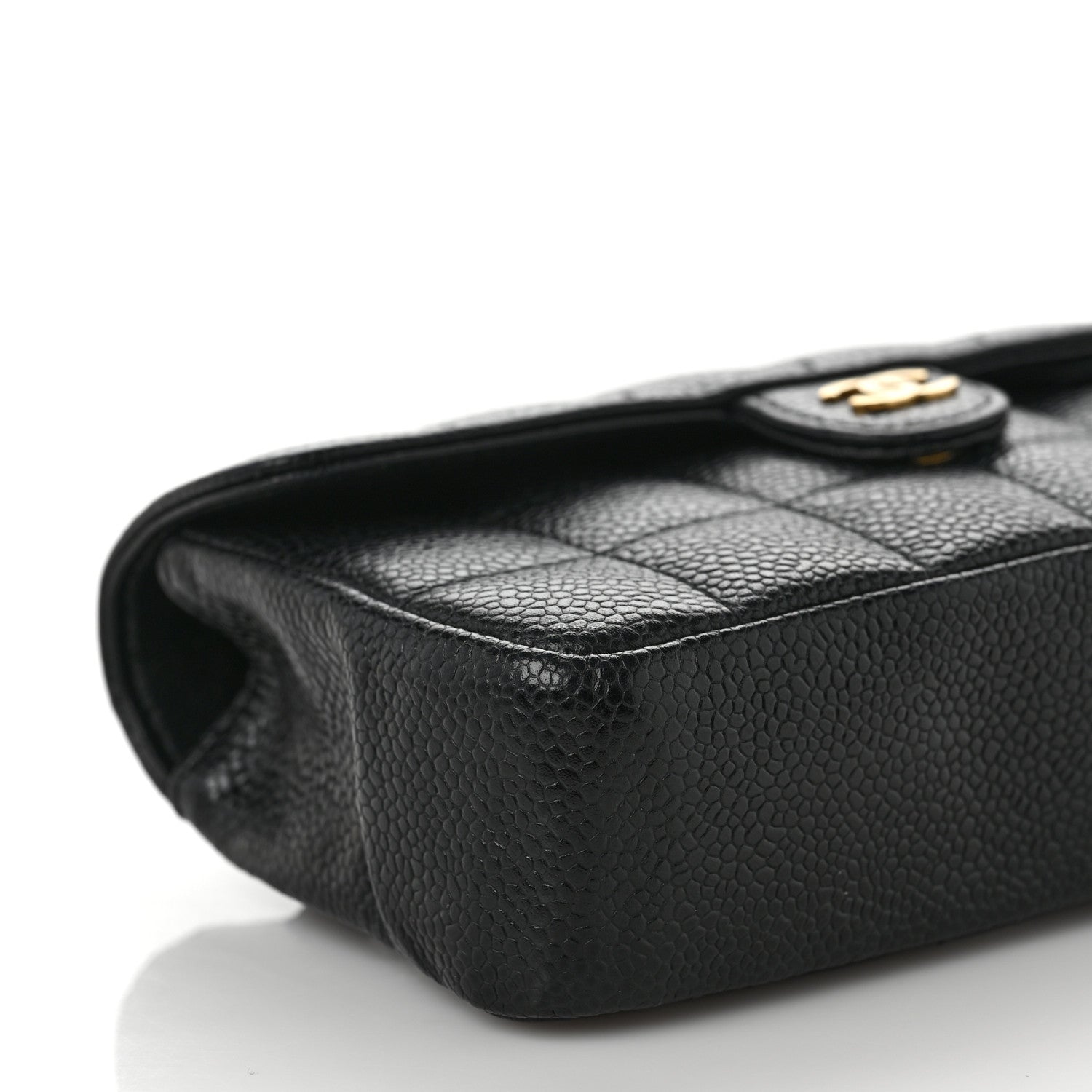 Chanel Caviar Chocolate Bar Quilted Flap Waist Belt Bag 90 36 Black 7 of 8