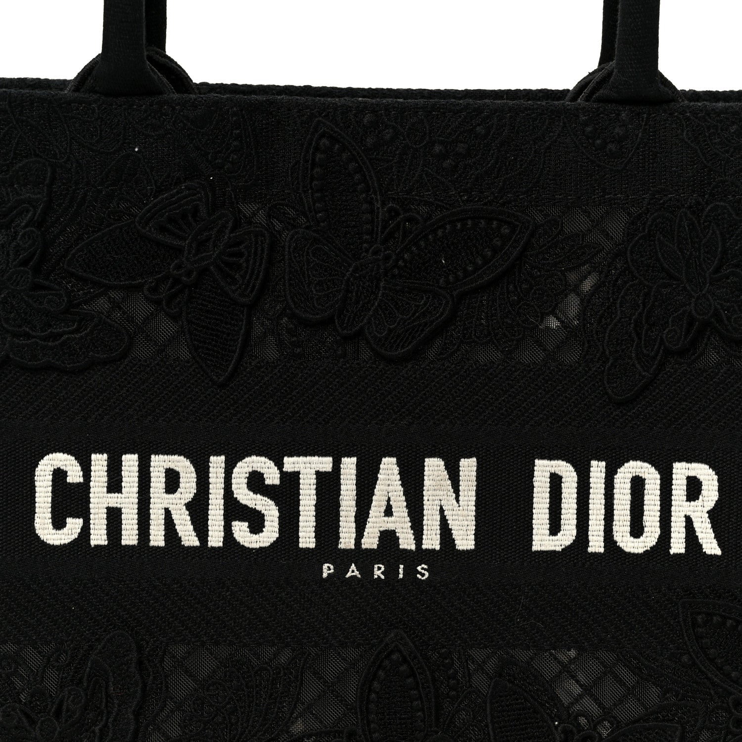 Christian Dior Embroidered 3D Macrame D-Lace Butterfly Medium Book Tote Black Multicolor 8 of 10