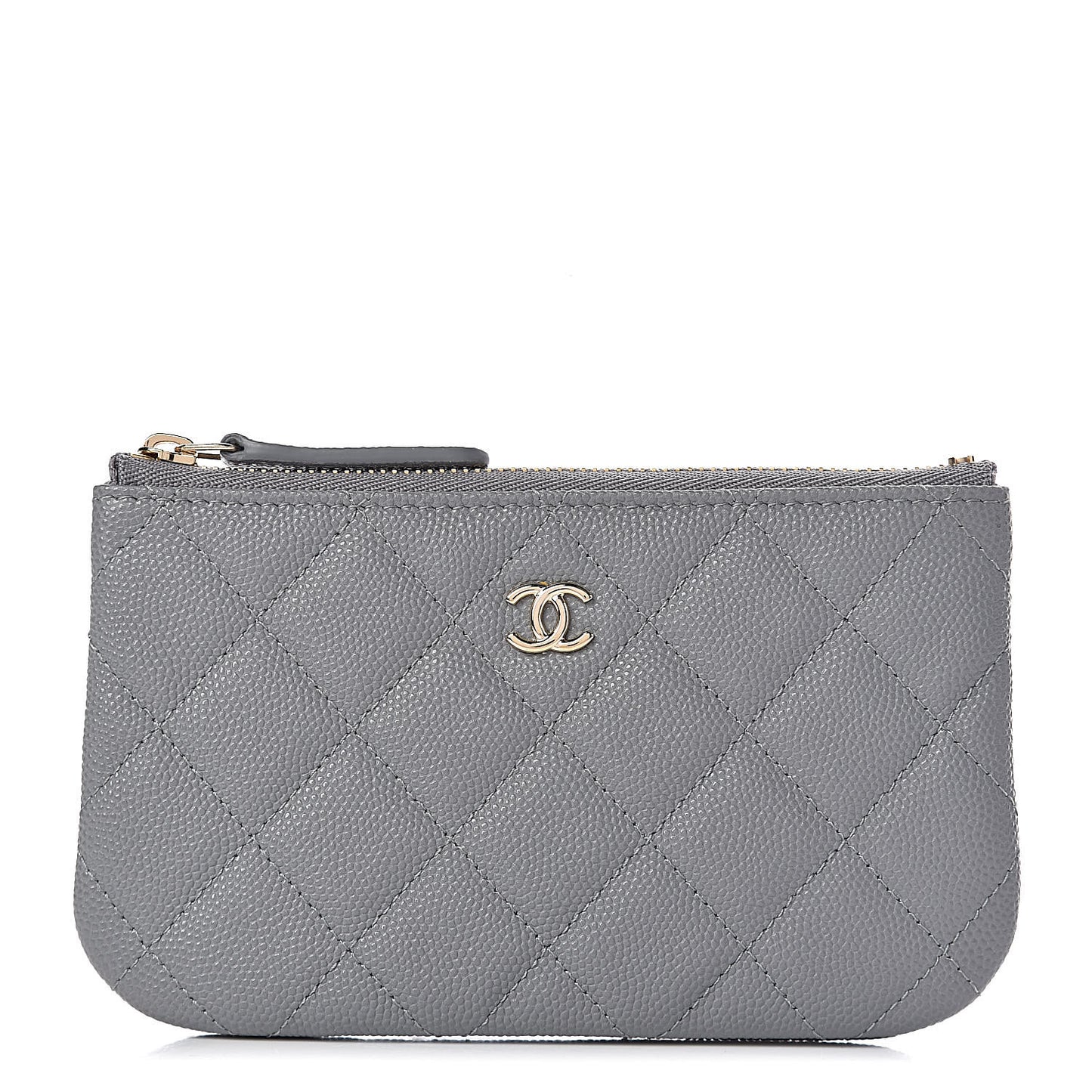 Caviar Quilted Small Cosmetic Case Grey