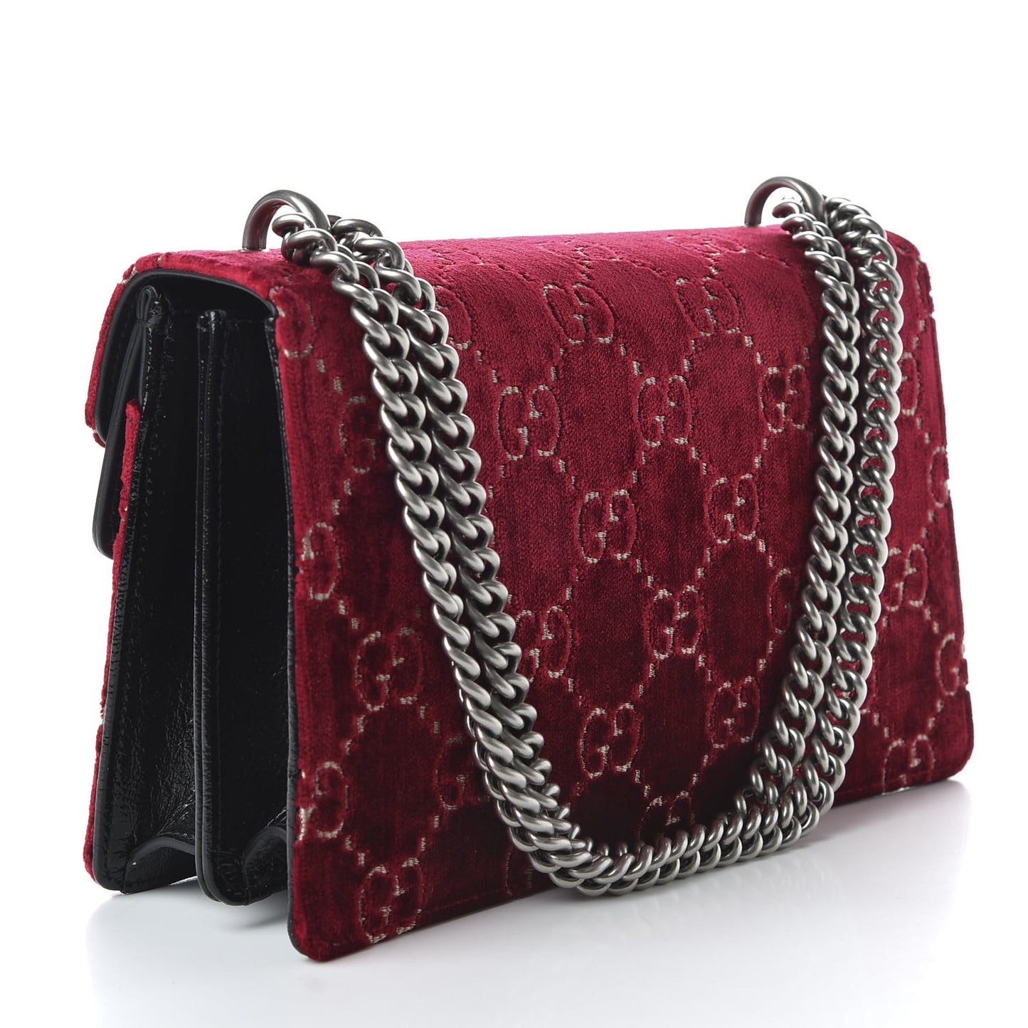 Velvet Skipper GG Monogram Small Dionysus Shoulder Bag Red Cipria Black