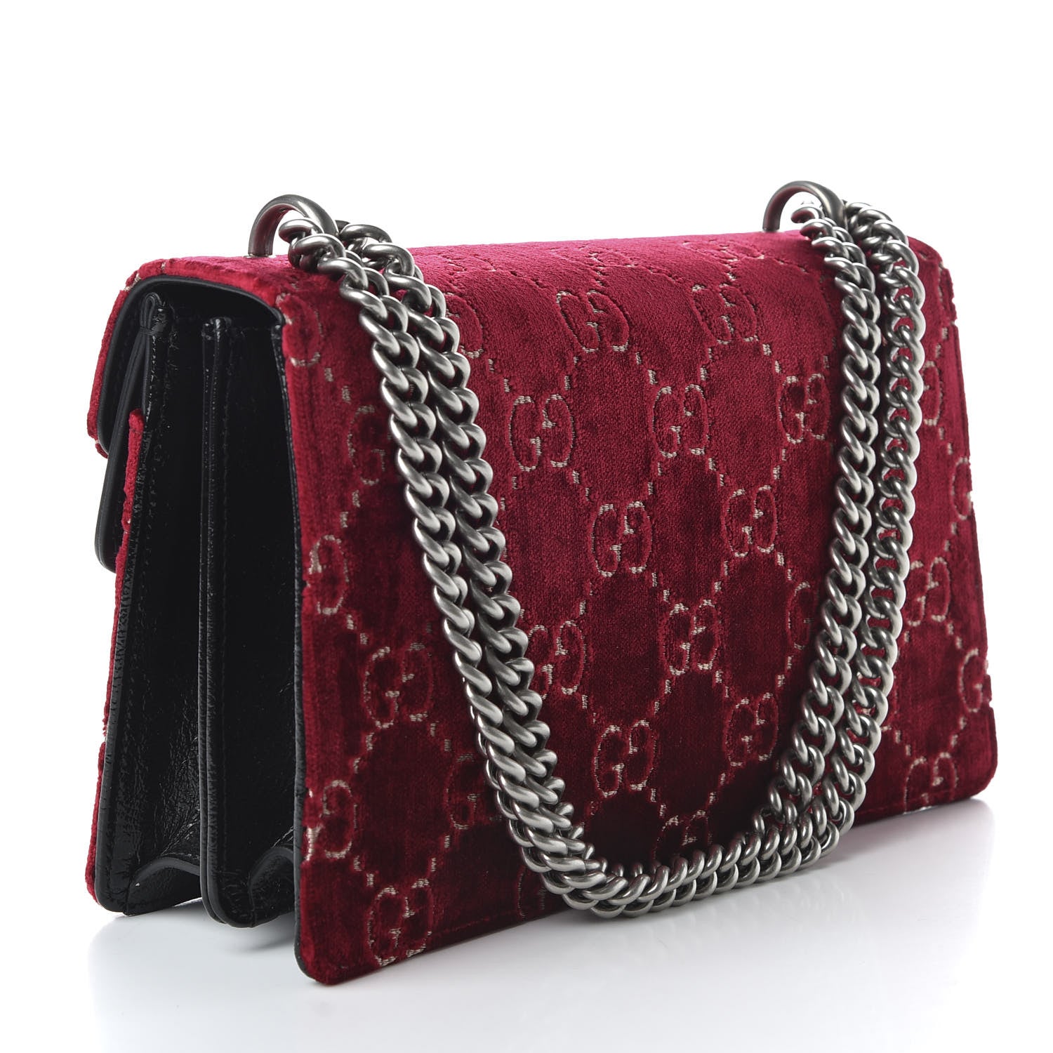 Gucci Velvet Skipper GG Monogram Small Dionysus Shoulder Bag Red Cipria Black 3 of 11