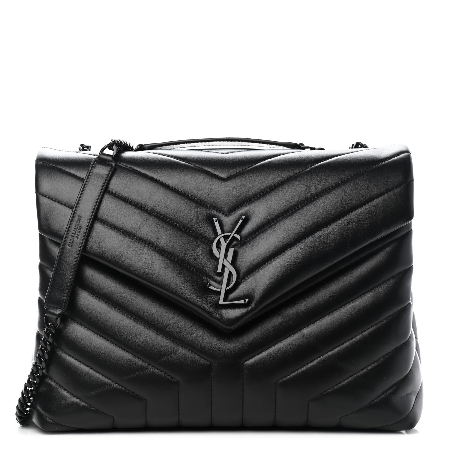 Saint Laurent Calfskin Y Quilted Monogram Medium Loulou Chain Satchel Black 1 of 9