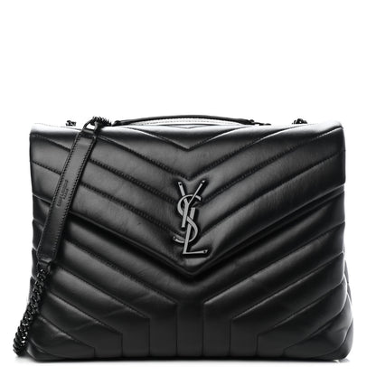 Saint Laurent Calfskin Y Quilted Monogram Medium Loulou Chain Satchel Black 1 of 9