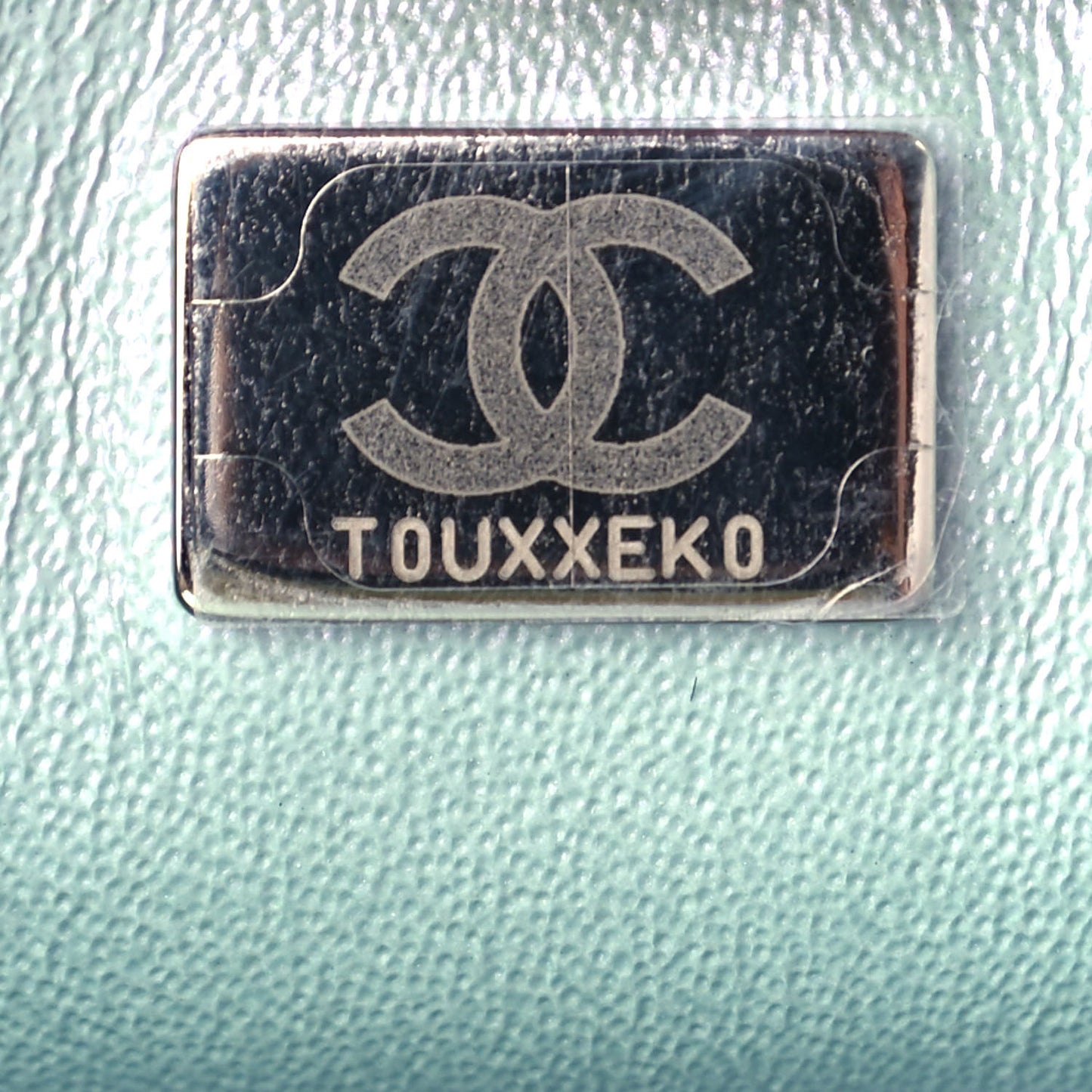 Iridescent Calfskin Quilted Mini Rectangular Flap Light Blue