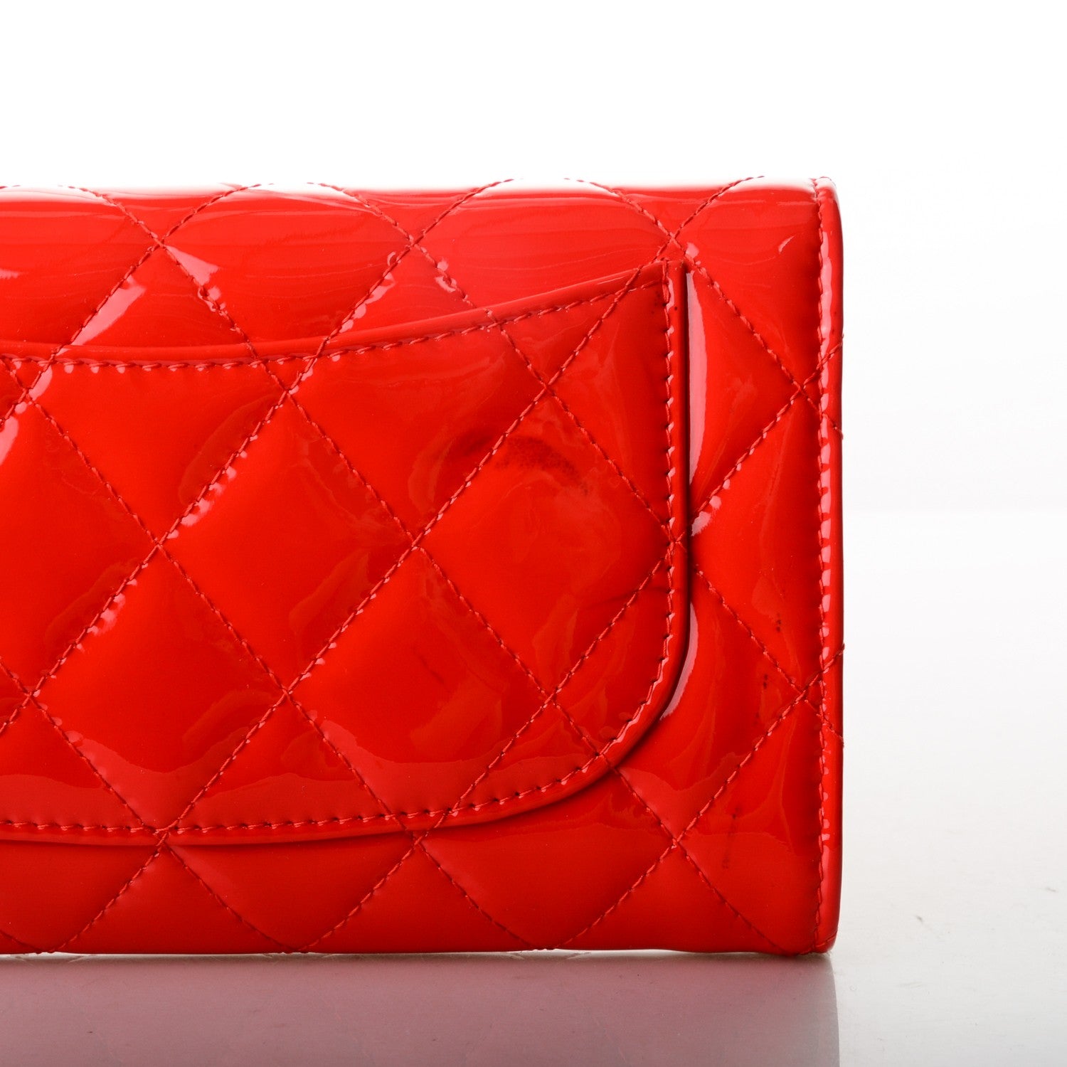 Chanel Patent Quilted Large Flap Wallet Red 5 of 10