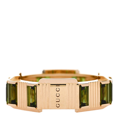 Gucci 18K Yellow Gold Green Tourmaline 7mm Link to Love Ring 47 4.25 1 of 5