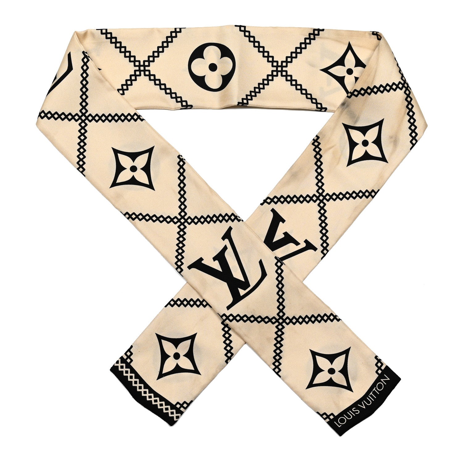 Louis Vuitton Silk Monogram Croisillon Bandeau Cream 1 of 5