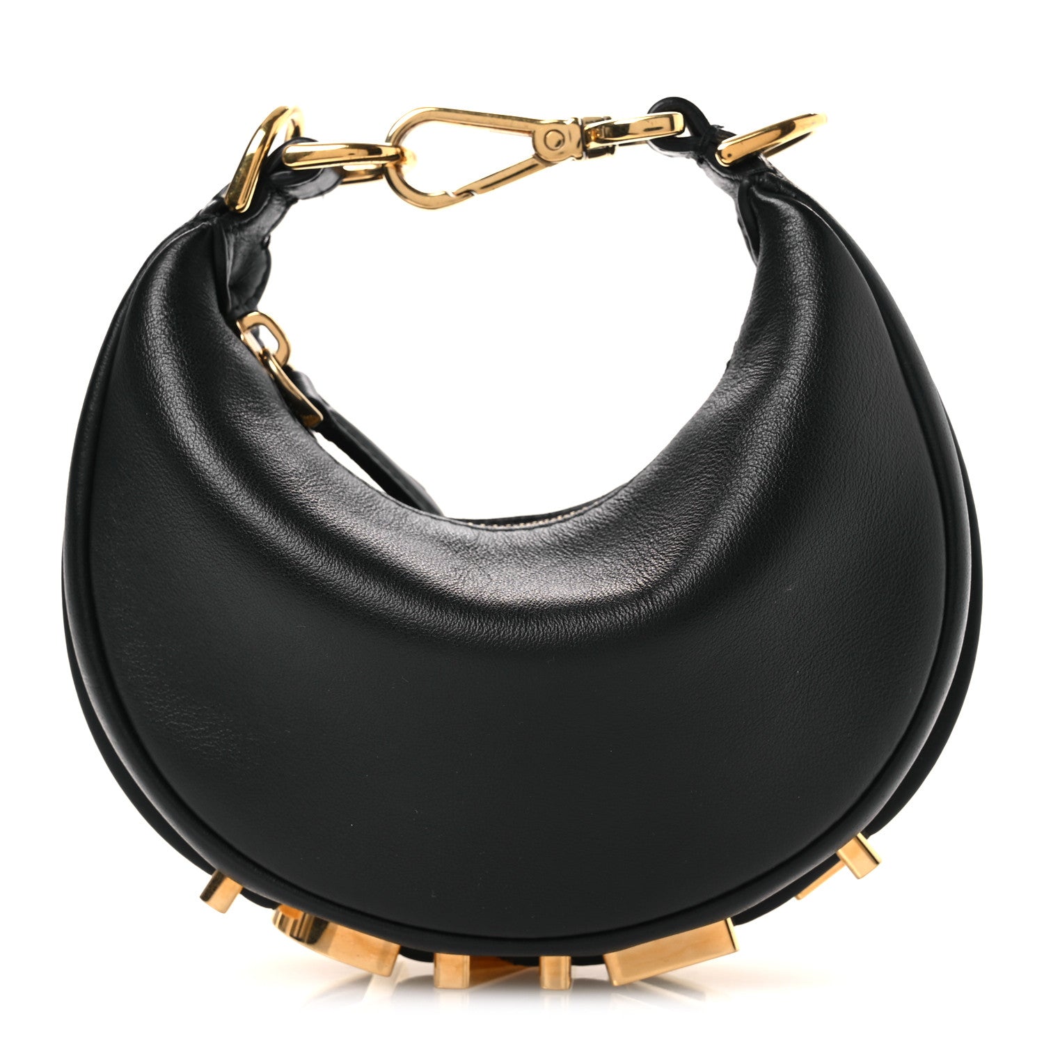 Fendi Vitello Grace Matte Nano Fendigraphy Hobo Charm Black 1 of 12