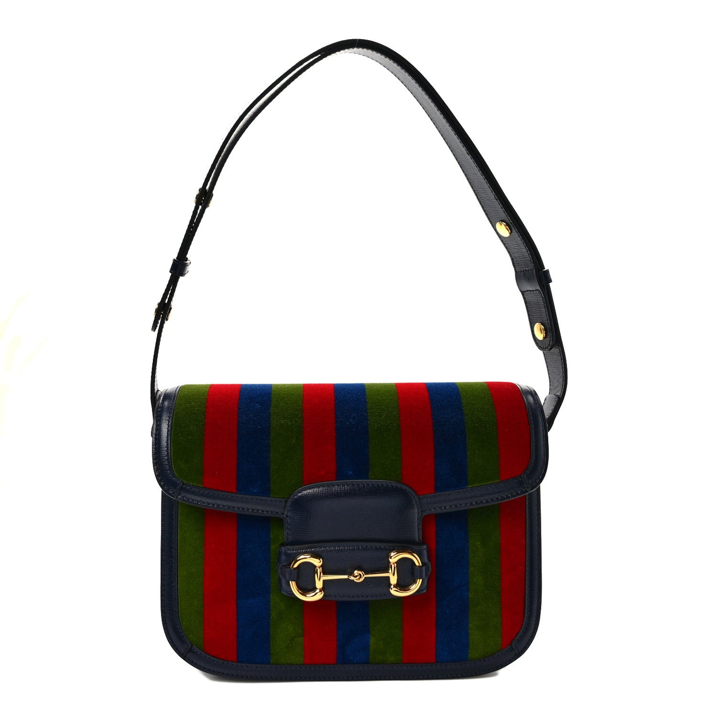 Velvet Azalea Calfskin Baiadera Stripe Horsebit 1955 Shoulder Bag Multicolor