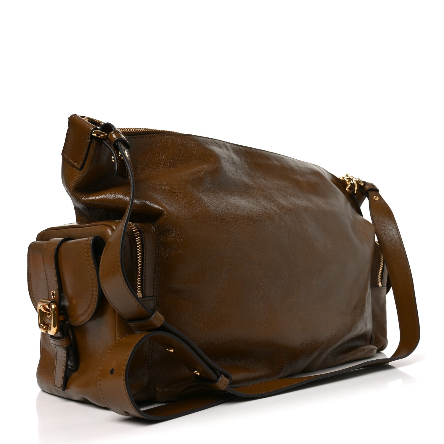 Chloe Shiny Calfskin Large Double Carry Camera Bag Dark Khaki 3 of 10