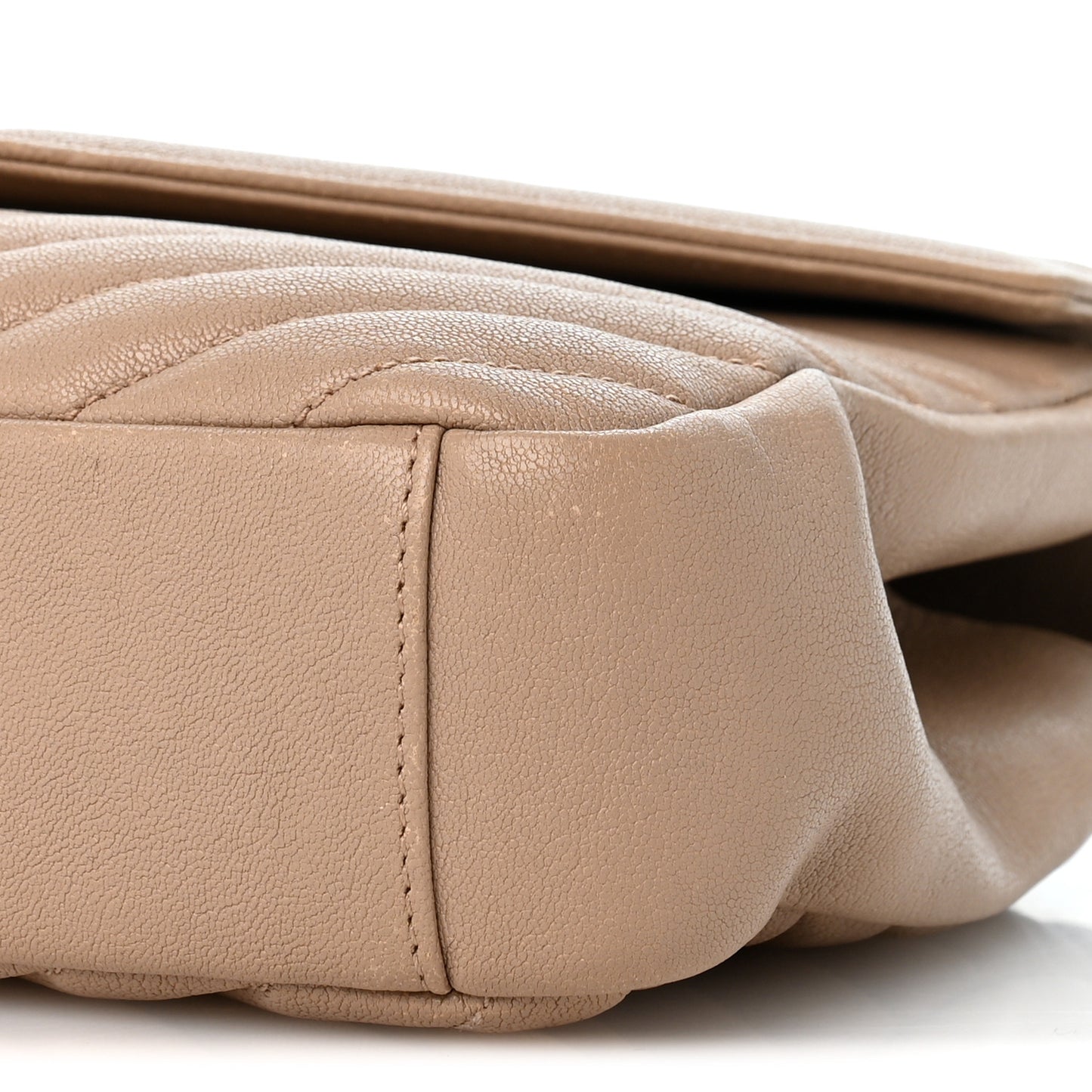 Sheepskin Matelasse Chevron Monogram Medium College Bag Dark Beige