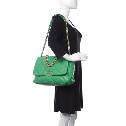 Chanel Goatskin Quilted Maxi 19 Flap Green 2 of 11