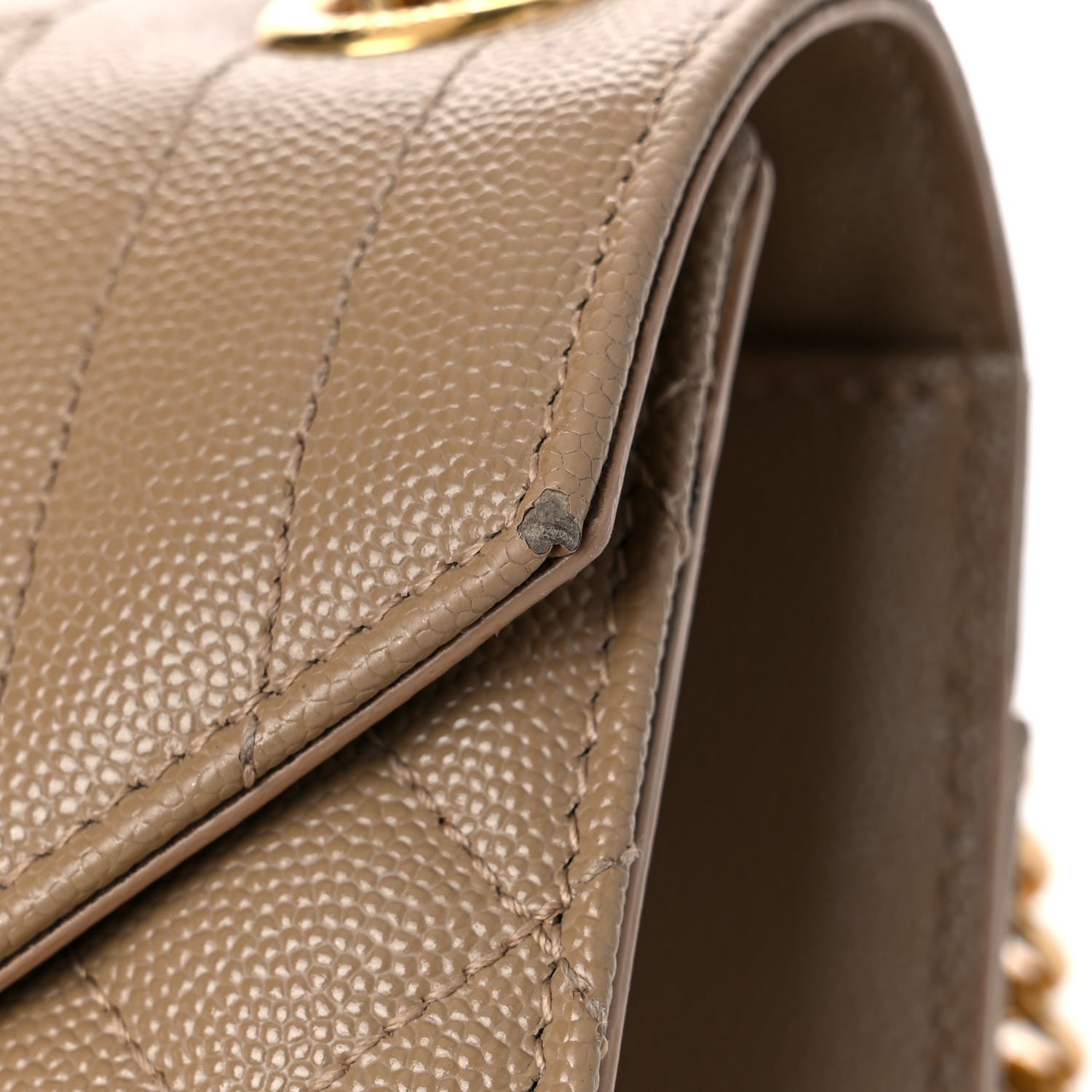 Saint Laurent Grain De Poudre Textured Mixed Matelasse Medium Triquilt Monogram Satchel Dark Beige 21 of 23