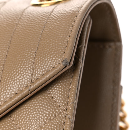 Saint Laurent Grain De Poudre Textured Mixed Matelasse Medium Triquilt Monogram Satchel Dark Beige 21 of 23
