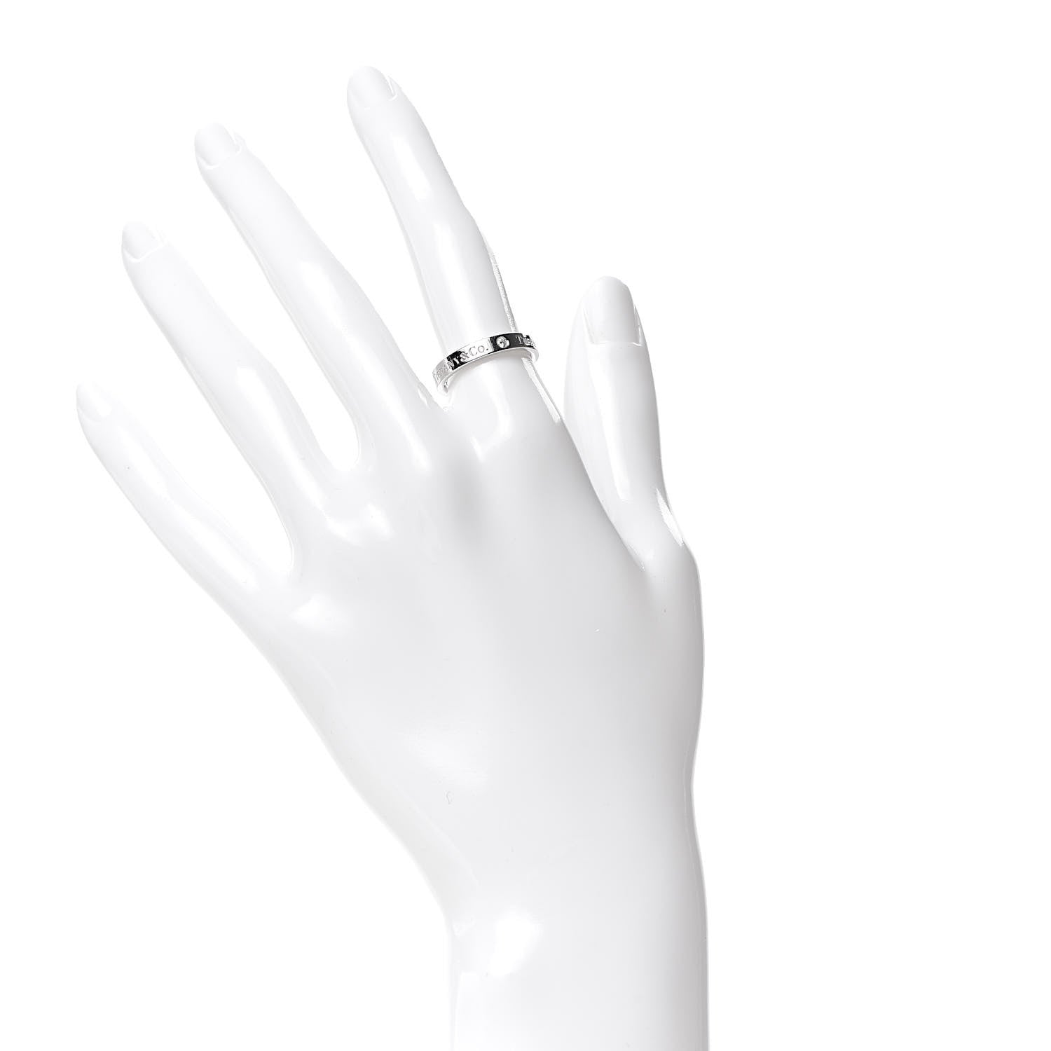 Tiffany Platinum Diamond Logo Band Ring 50 5.5 2 of 5