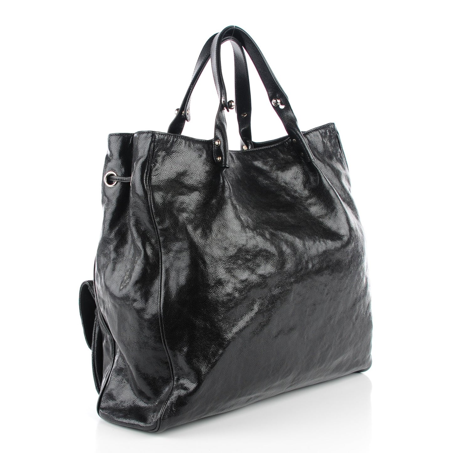 Glazed Caviar Large Pocket In The City Tote Black