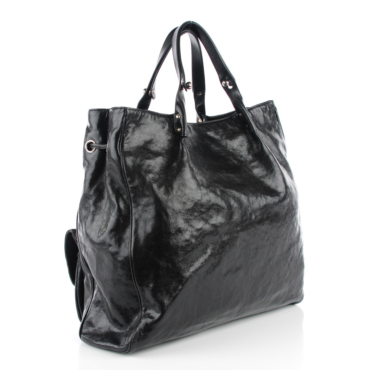 Chanel Glazed Caviar Large Pocket In The City Tote Black 4 of 9