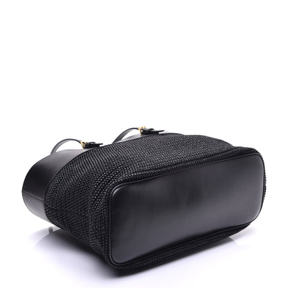 Saint Laurent Calfskin Raffia Medium Shopper Tote Black 4 of 8